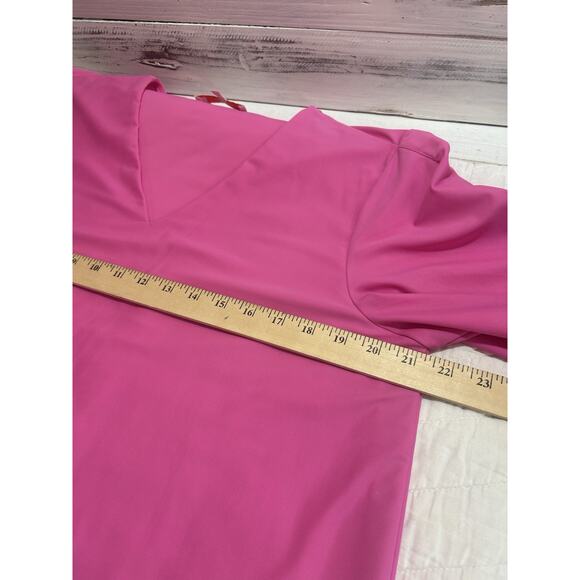 Jude Connally Daniella Top women Medium Hot Pink V-Neck Tunic Top Shirt Blouse - Picture 8 of 10